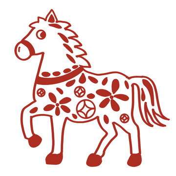 中国风红色马纹艺术图案