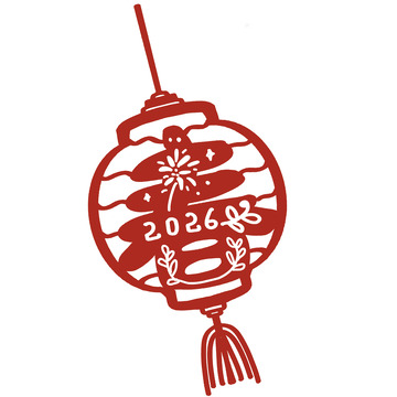 红色剪纸风格灯笼图案