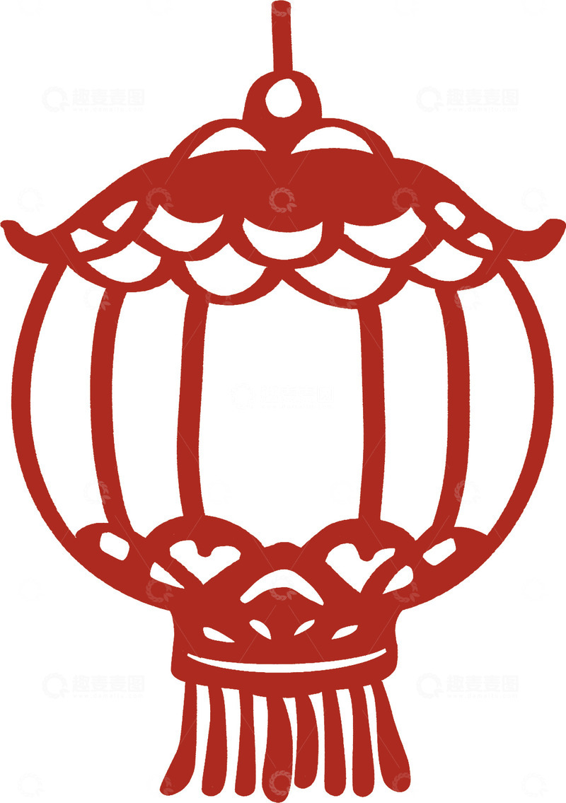 高清大图下载【趣麦麦图】-红色剪纸灯笼图案