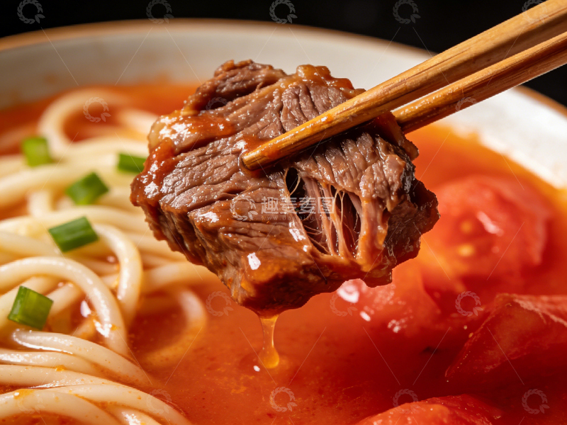 高清大图下载【趣麦麦图】筷子夹牛肉面汤面美食摄影