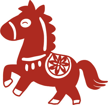 红色剪纸马图案