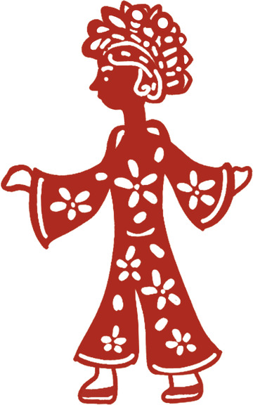 剪纸风传统服饰人物图案