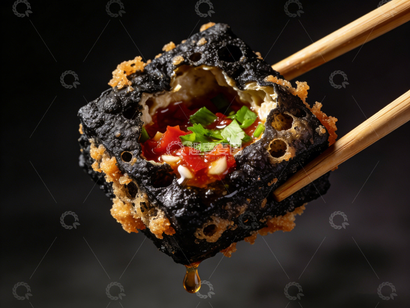 高清大图下载【趣麦麦图】黑色美食特色小吃特写摄影