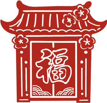传统中国风福字门贴图案