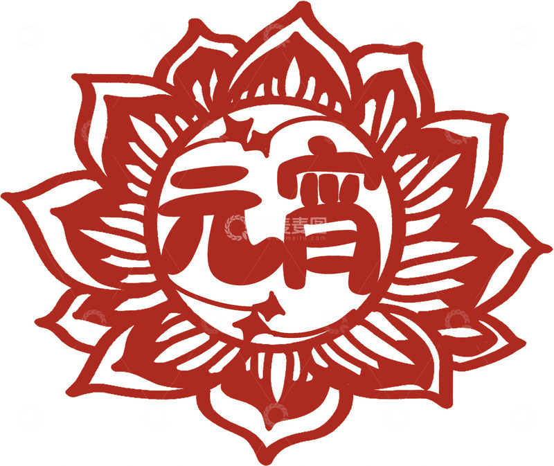 高清大图下载【趣麦麦图】剪纸风格元宵节图案设计素材