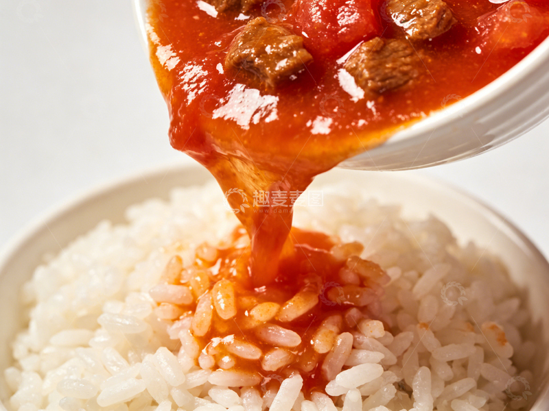 高清大图下载【趣麦麦图】番茄肉酱浇饭美食摄影