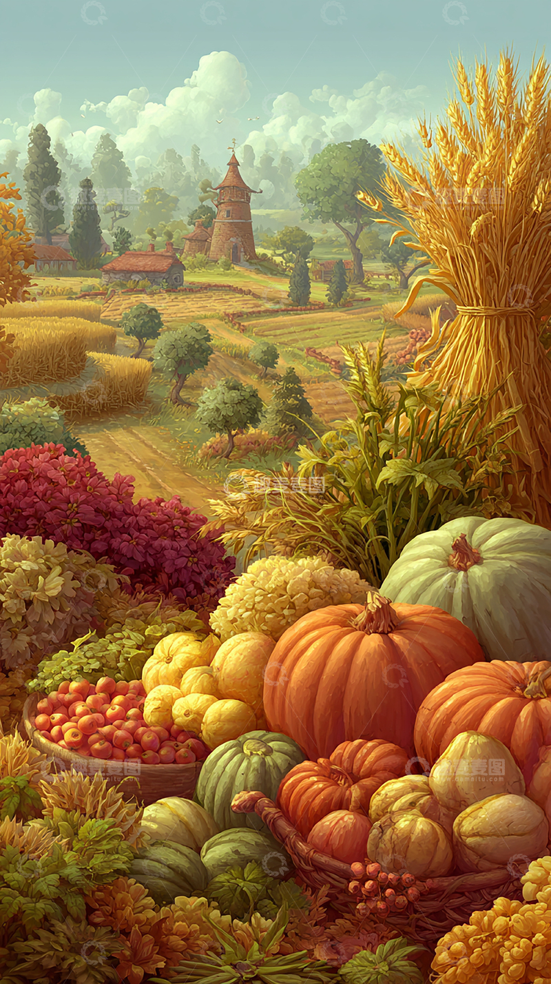 高清大图下载【趣麦麦图】秋日丰收的田园风光