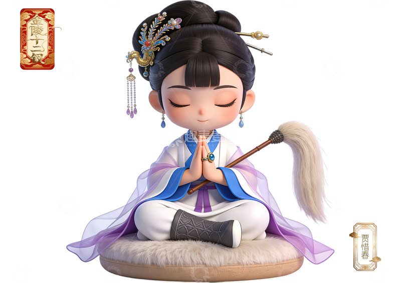 高清大图下载【趣麦麦图】Q版红楼梦十二钗-贾惜春（免扣）