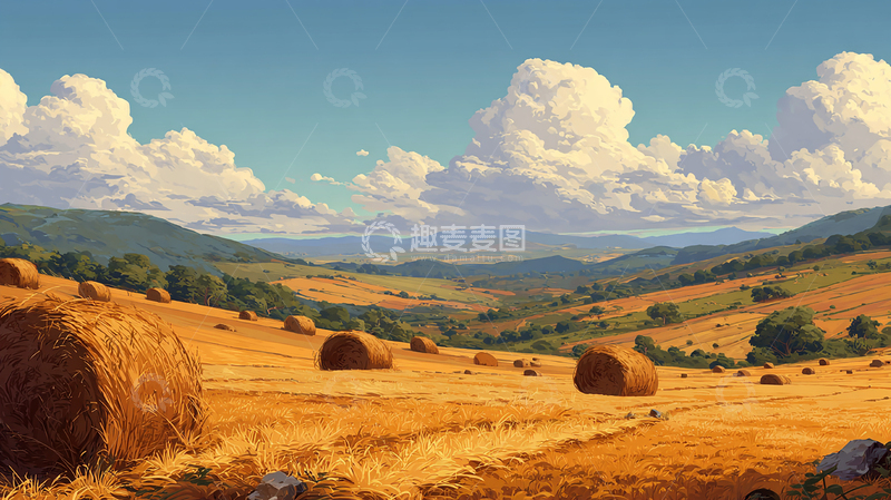 高清大图下载【趣麦麦图】秋日田园的温馨画卷