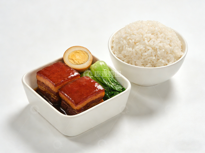 高清大图下载【趣麦麦图】中式快餐红烧肉便当1
