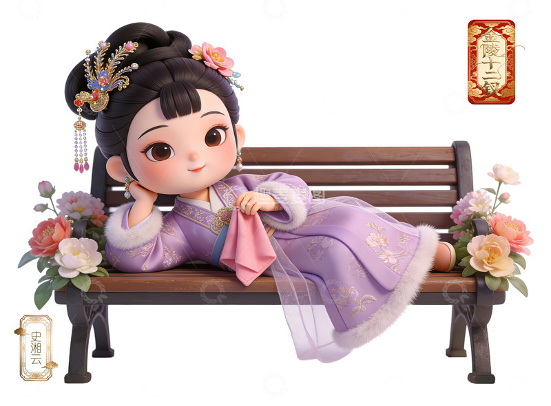 高清大图下载【趣麦麦图】Q版红楼梦十二钗-史湘云（免扣）