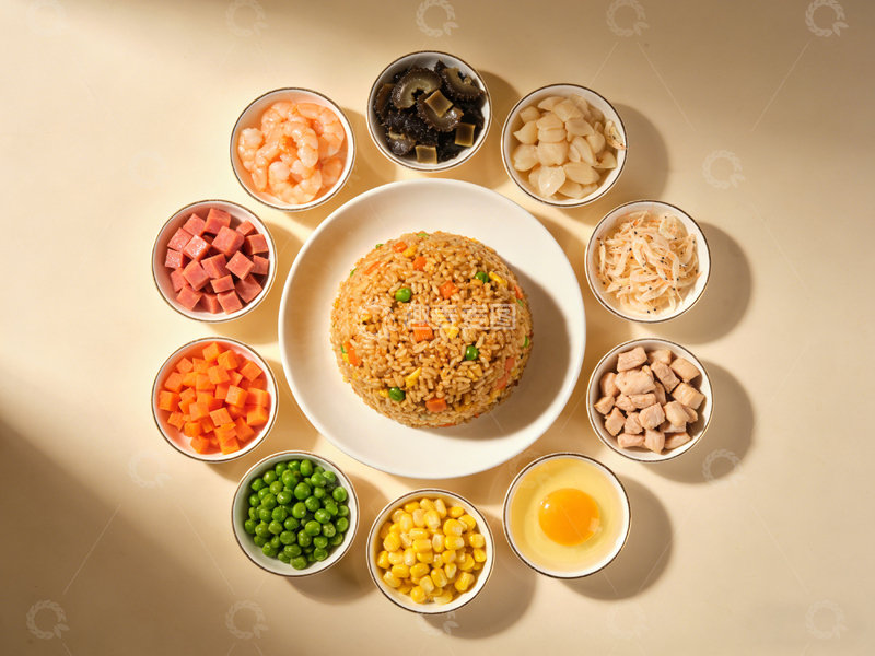 高清大图下载【趣麦麦图】美食炒饭配料组合摄影