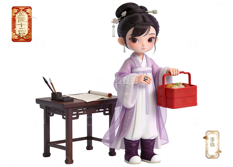 高清大图下载【趣麦麦图】Q版红楼梦十二钗-李纨（免扣）