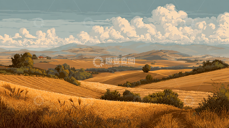 高清大图下载【趣麦麦图】金色麦田的秋日幻想