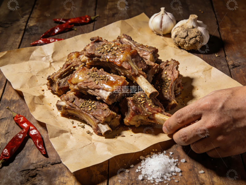 高清大图下载【趣麦麦图】美食烤肉排骨调料摆盘