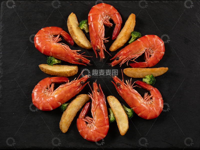 高清大图下载【趣麦麦图】美食摆盘虾土豆装饰