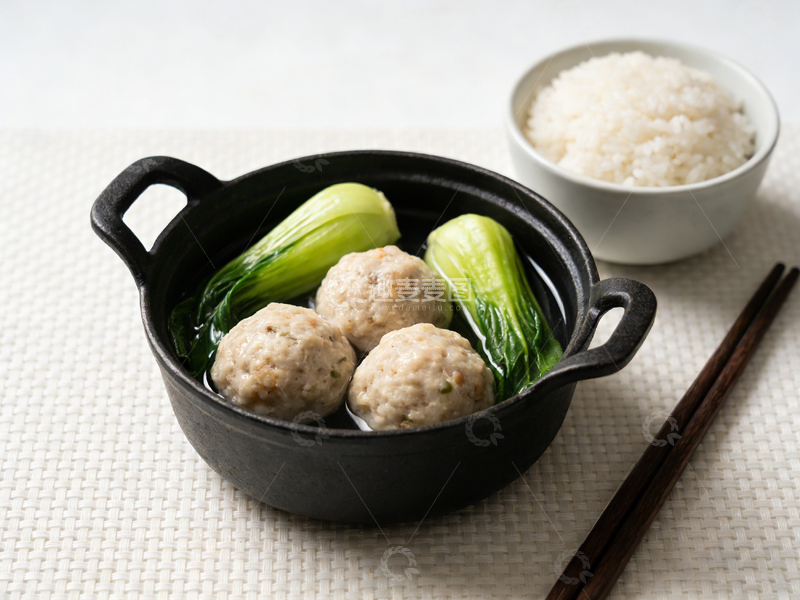 高清大图下载【趣麦麦图】砂锅肉丸青菜米饭