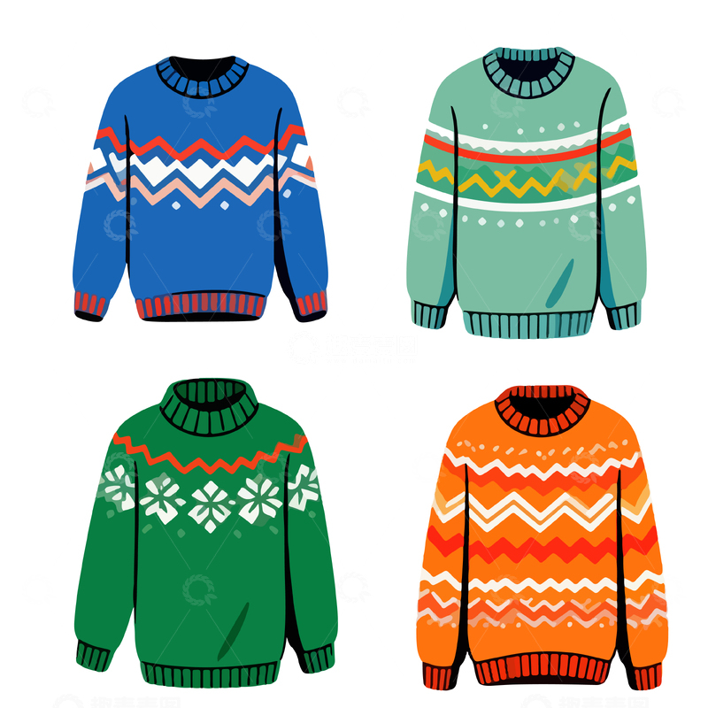 源文件下载【趣麦麦图】圣诞节毛衣设计素材