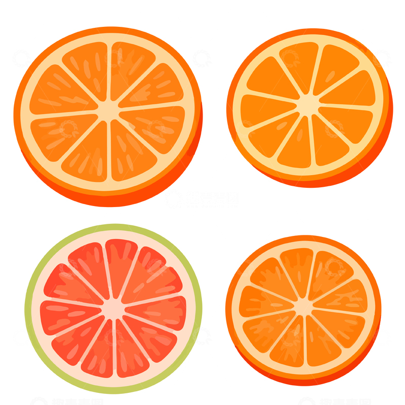 源文件下载【趣麦麦图】卡通水果切片插画设计素材