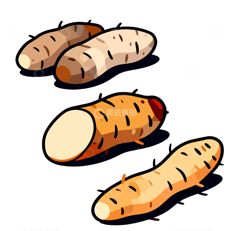 源文件下载【趣麦麦图】卡通风格红薯插画设计素材