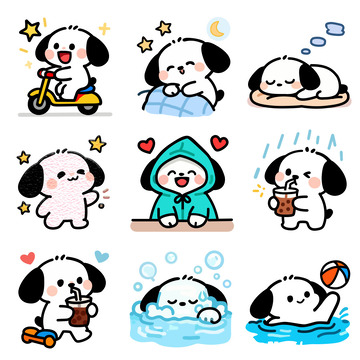 卡通小狗插画设计素材