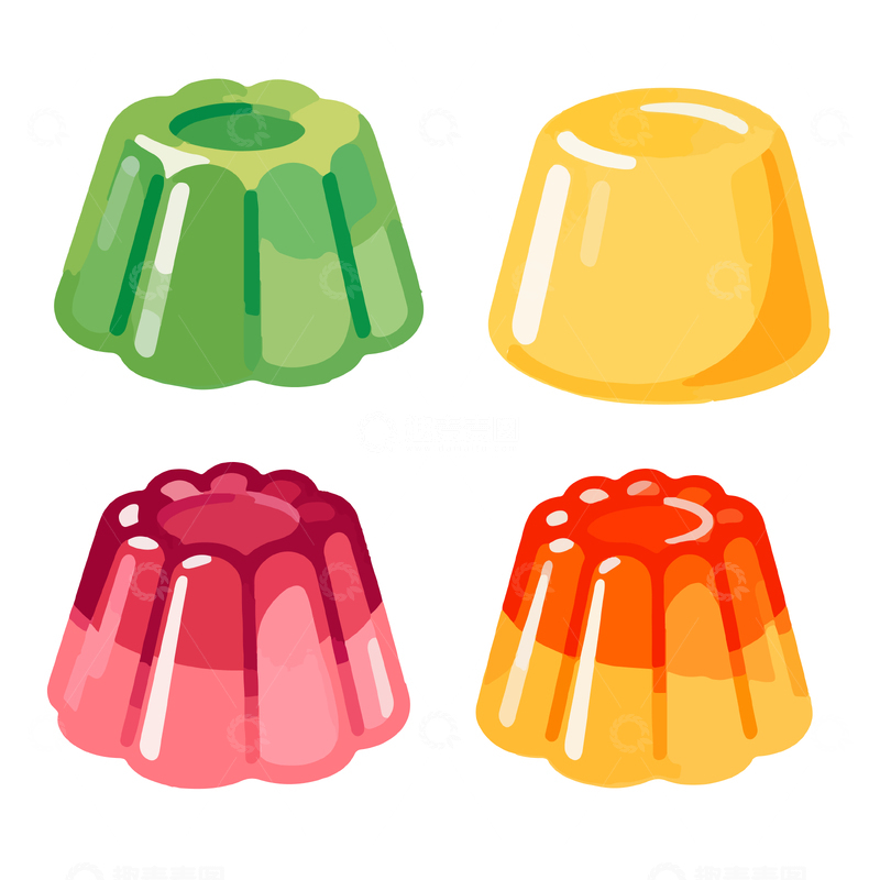 源文件下载【趣麦麦图】卡通风格彩色果冻甜点矢量素材