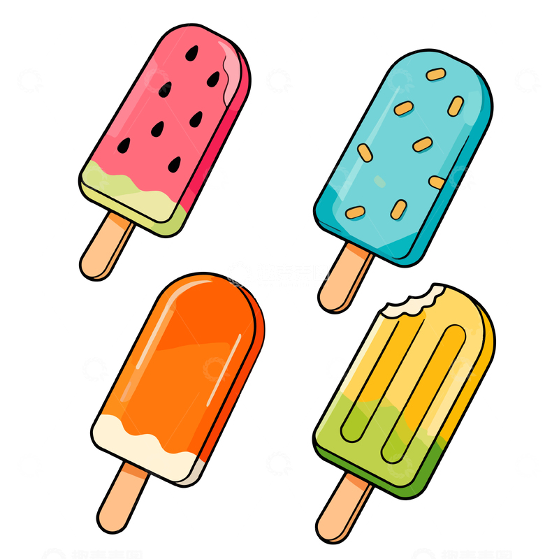 源文件下载【趣麦麦图】卡通冰棍冰淇淋甜点矢量图