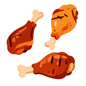 卡通炸鸡鸡腿美食插画设计素材