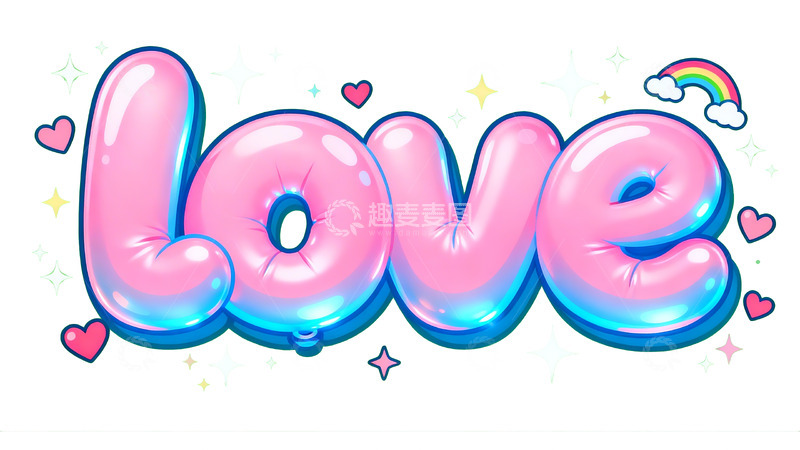 高清大图下载【趣麦麦图】粉蓝渐变气球字体设计6
