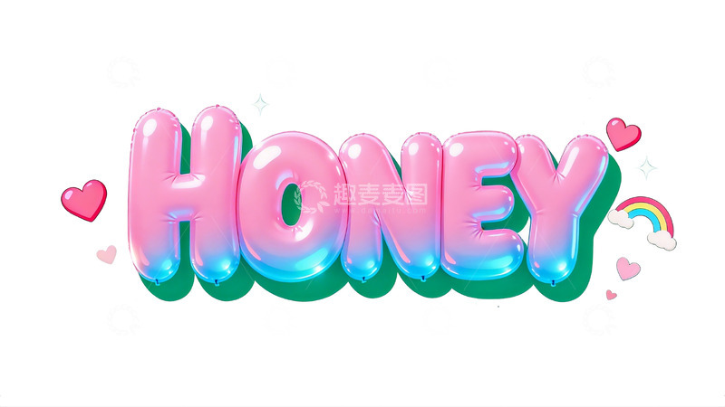 高清大图下载【趣麦麦图】粉蓝渐变气球字体设计5