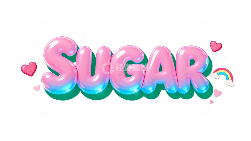 高清大图下载【趣麦麦图】粉蓝渐变气球字体设计1