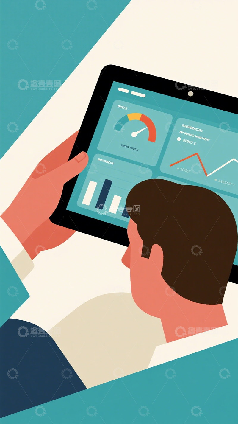 高清大图下载【趣麦麦图】扁平风科技数据分析插画