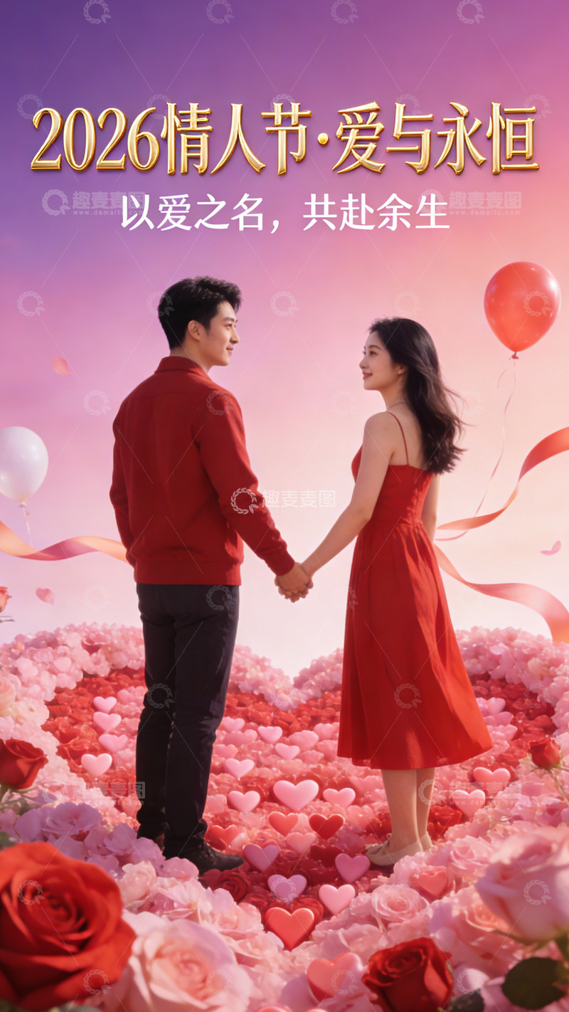 高清大图下载【趣麦麦图】浪漫情人节情侣设计模板