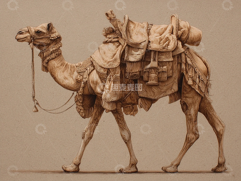 高清大图下载【趣麦麦图】千年沙漠中的古老驼队