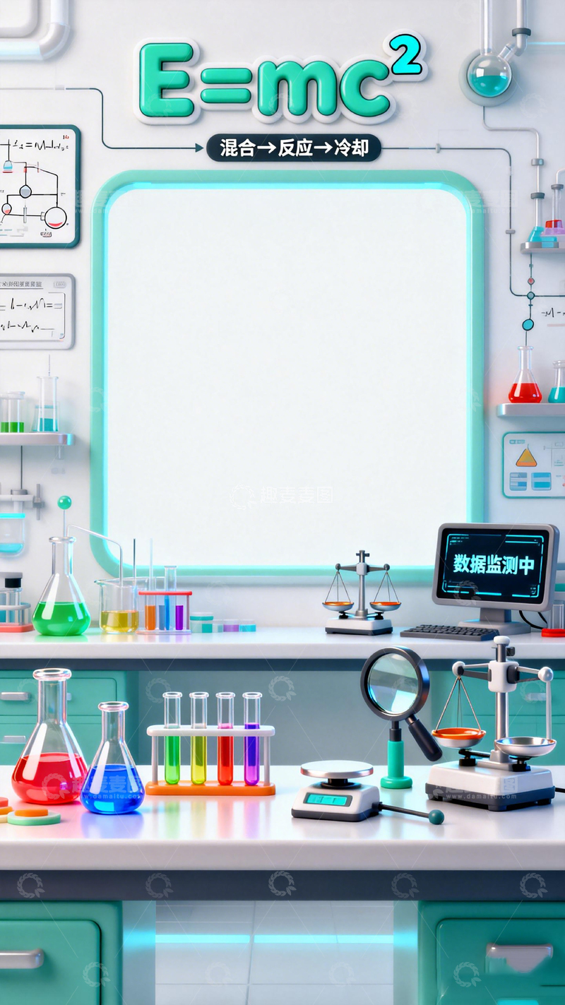 高清大图下载【趣麦麦图】科学实验室创意背景设计