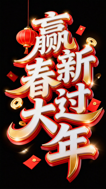 赢春过大年喜庆艺术字设计