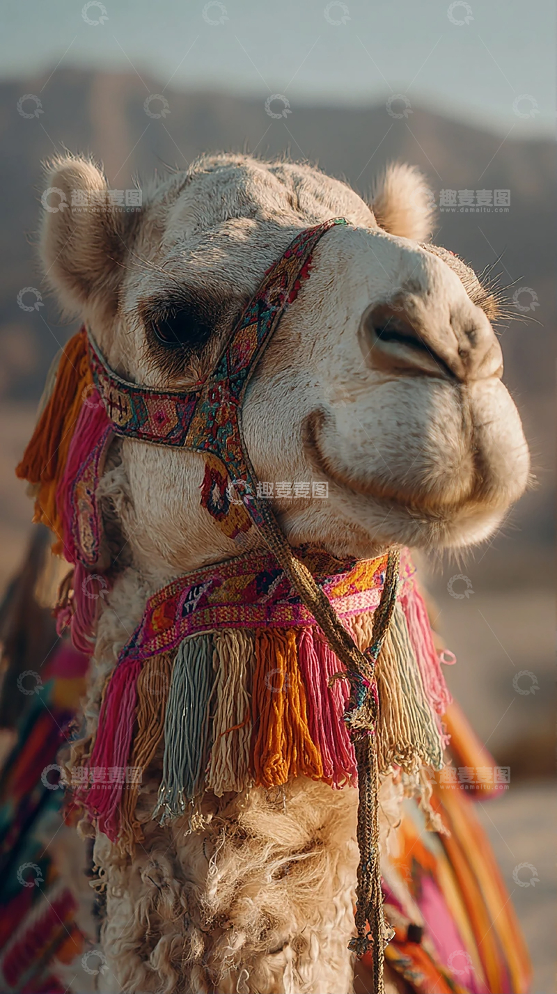 高清大图下载【趣麦麦图】沙漠中的彩色骆驼奇遇