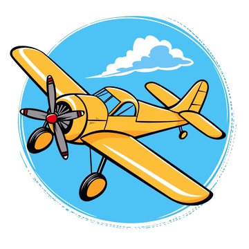 卡通风格黄色飞机插画设计元素