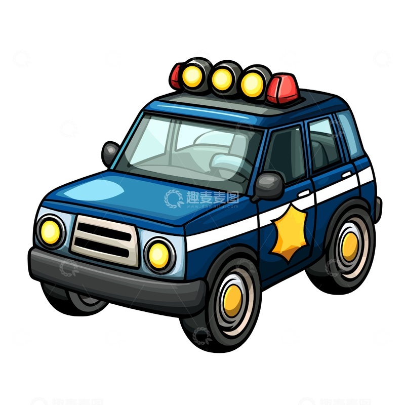源文件下载【趣麦麦图】卡通警车插图