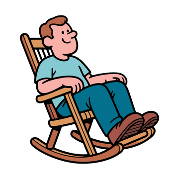 摇椅放松简笔画插画