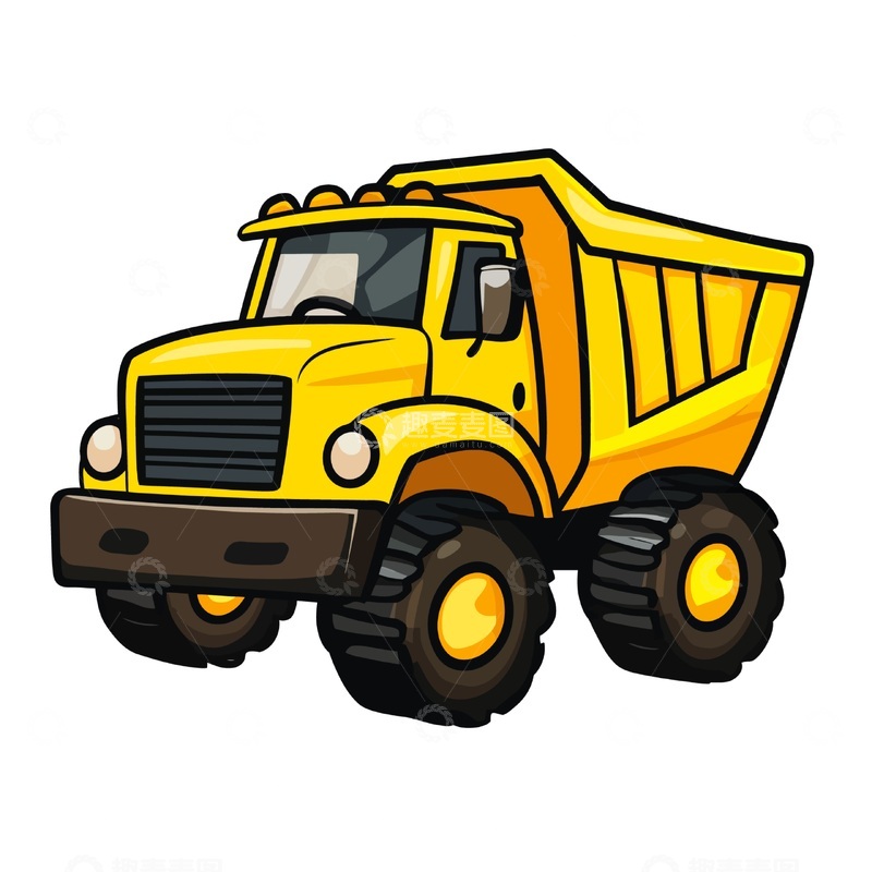 源文件下载【趣麦麦图】卡通风格黄色自卸车插画
