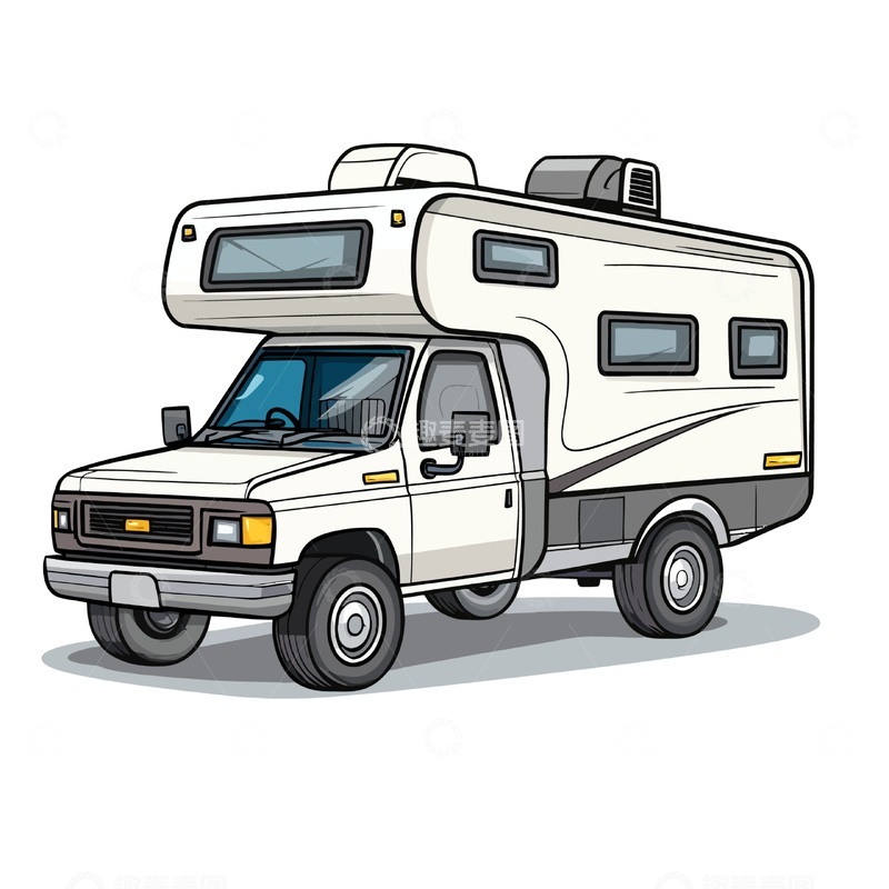 源文件下载【趣麦麦图】卡通风格房车插画设计素材