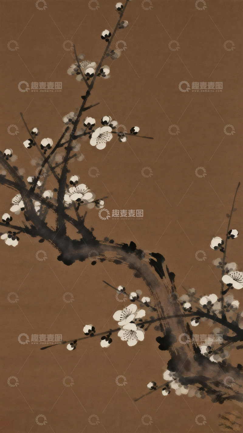 高清大图下载【趣麦麦图】传统水墨梅花国画
