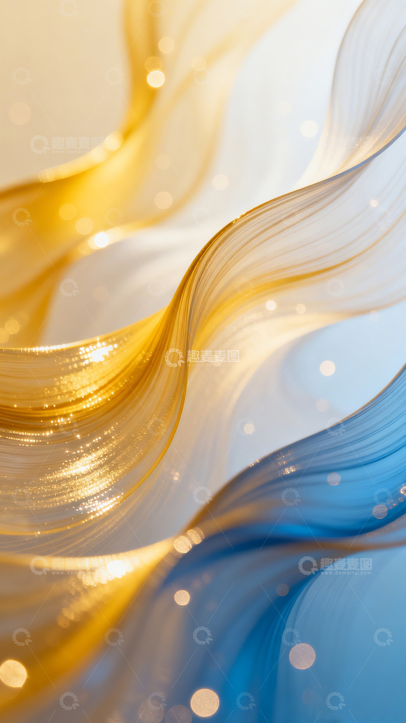 高清大图下载【趣麦麦图】金色蓝色流动艺术壁纸