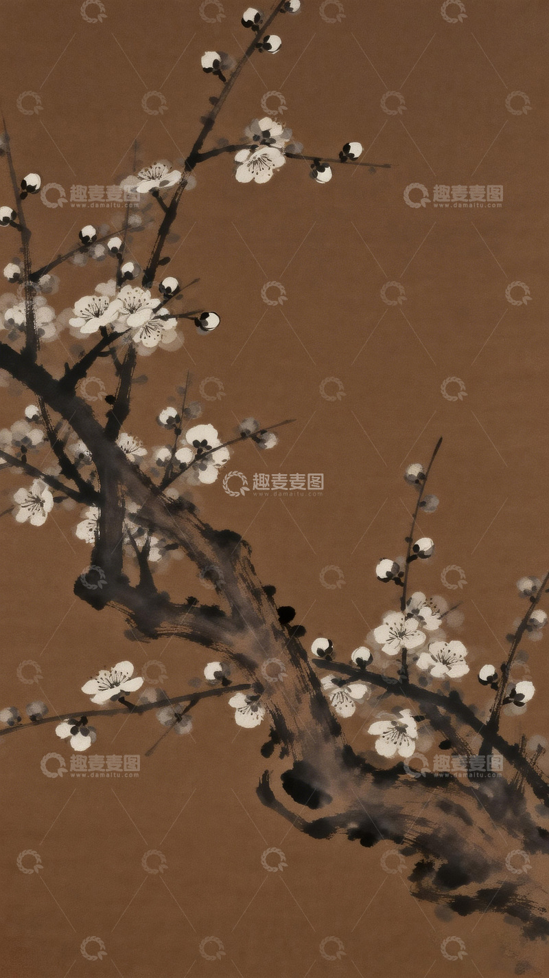 高清大图下载【趣麦麦图】中国传统水墨梅花绘画