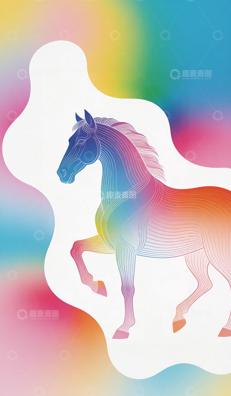 高清大图下载【趣麦麦图】彩虹马艺术创意壁纸