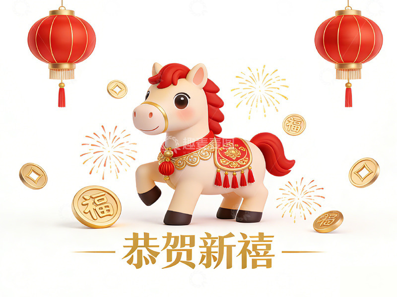 高清大图下载【趣麦麦图】新春马儿庆祝图