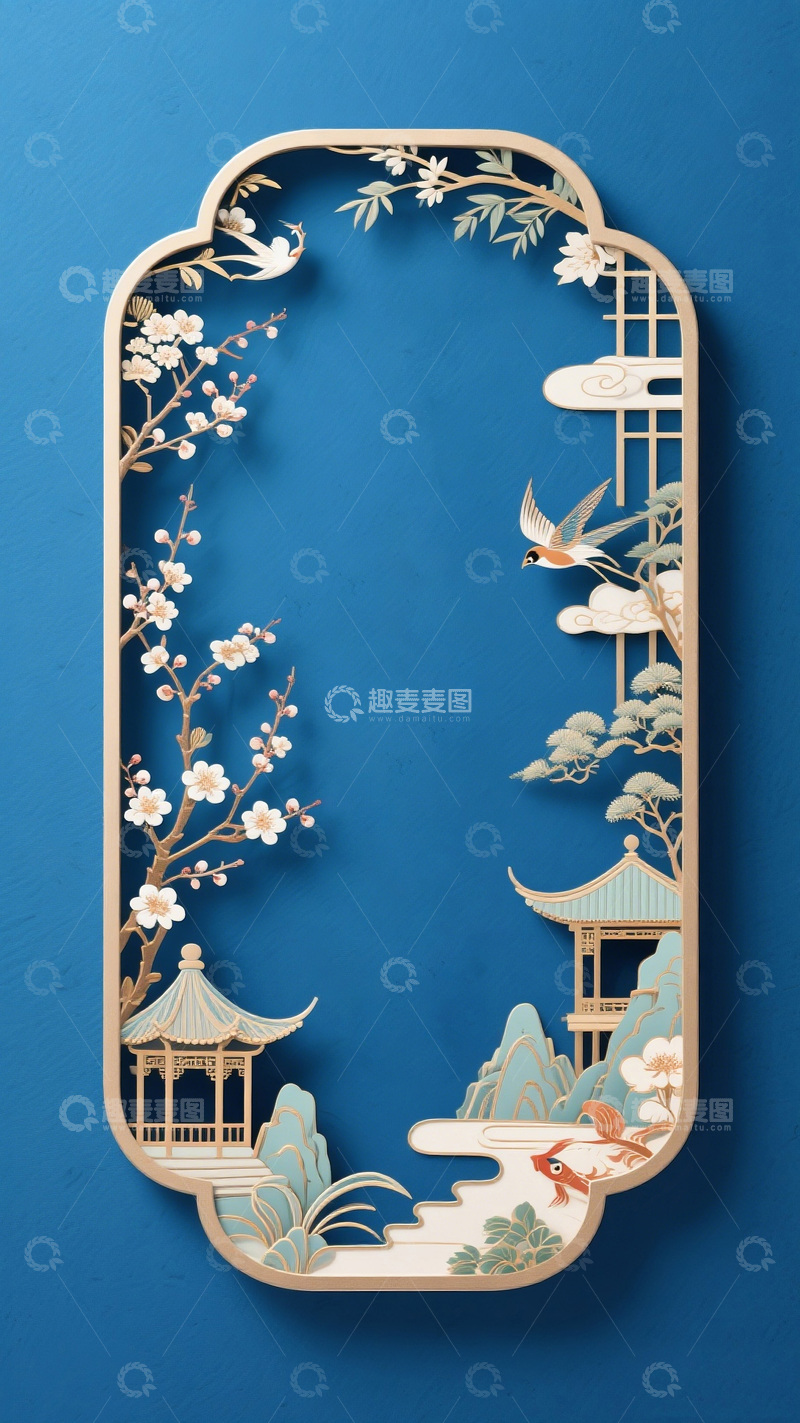 高清大图下载【趣麦麦图】东方韵剪纸艺术装饰框