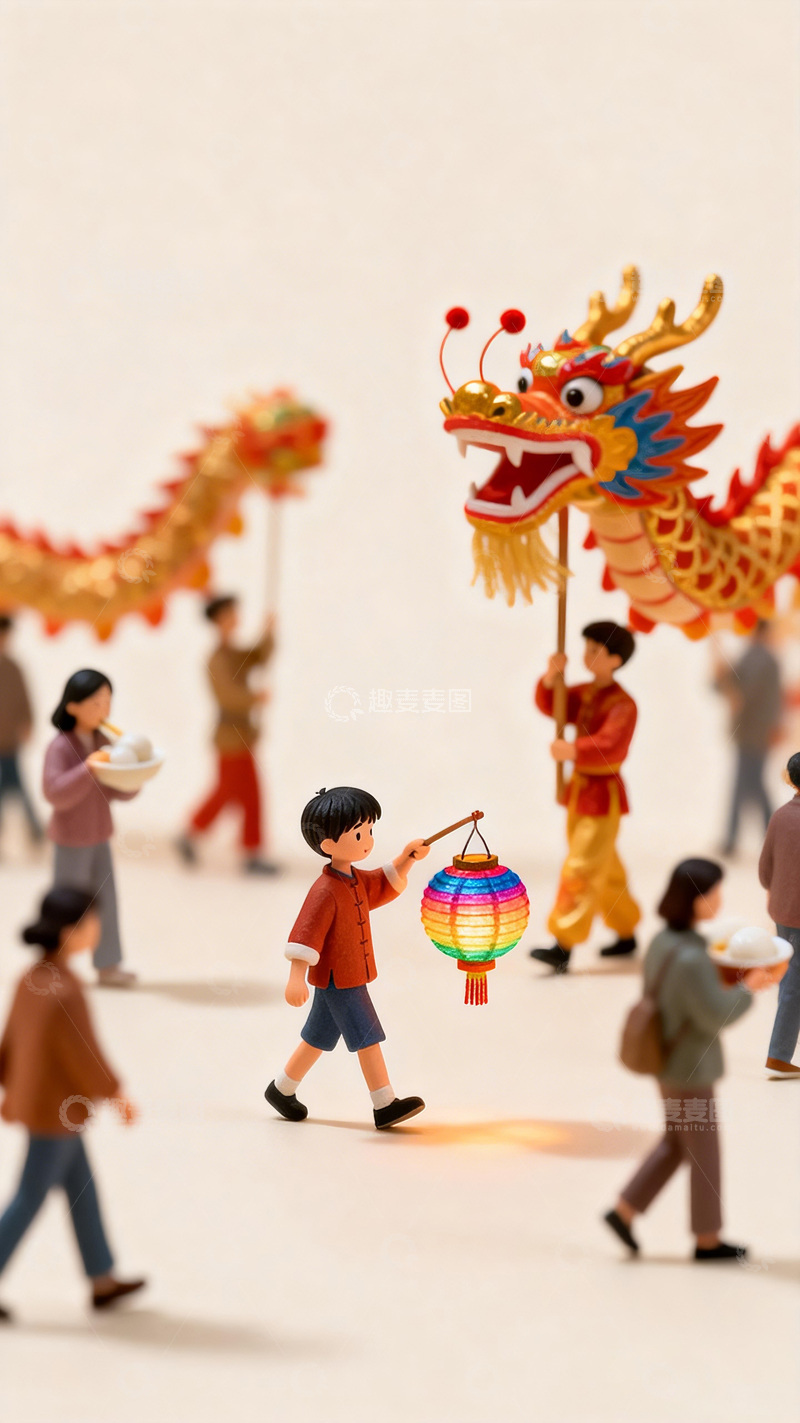 高清大图下载【趣麦麦图】微缩模型春节庆典场景