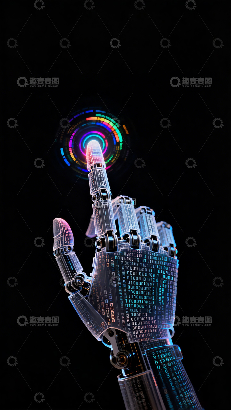 高清大图下载【趣麦麦图】科技感机器人手部特写